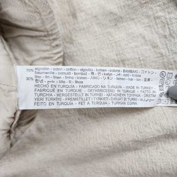 Zara Cream Drawstring Joggers Cotton/Linen Blend Size Medium - Picture 7 of 12